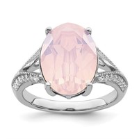 Sterling Silver- Pink Crystal Modern Design Ring