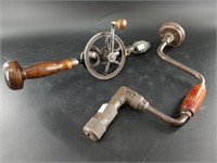Lot of 2 antique tools: hand crank screwdriver and