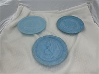 3 Blue Fenton Collector Plates