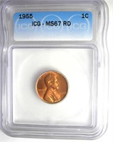 1955 Cent ICG MS67 RD LISTS $800