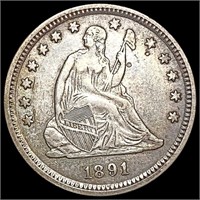 1891 Seated Liberty Quarter NEARLY UNCIRCULATED