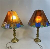 PAIR OF ANTIQUE BRASS CANDLESTICK LAMPS