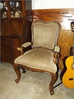 2x$ upholstered armchair w/exposed wood framing