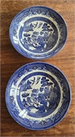 2 CHURCHILL BLUE WILLOW SOUP BOWLS