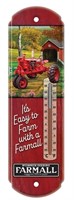 Farmall Tractor Metal Thermometer Sign
