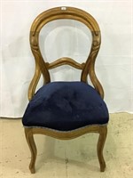 Victorian Parlor Chair w/ Blue Upholstered