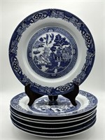 Royal Cuthbertson Blue Willow 7pc Dinner Plates