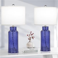 TOBUSA Blue Glass Table Lamps for Bedroom Set of 2