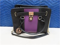 DASEIN Blk/Purple 13" FirmExt Handbag Purse