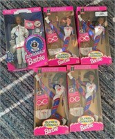 Five As New In Box Barbie Dolls