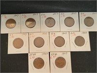 11) 1907 Indian head pennies