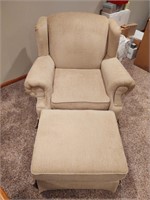 Cream/Light Tan Colored Chair with Ottoman