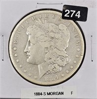 1884 S U.S. Morgan Silver Dollar F