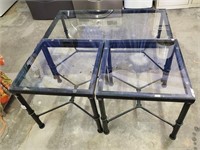 3 Pc Metal Glass Coffee Table Set