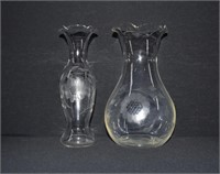 2pc Hughes Cornflower Crystal Vases 8"
