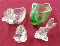 Group of Figural Glass Animals: Swan, Duck, Fish,