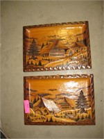2 Germany Hand Carved Black Forrest Wall Decor