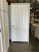 36" RH Fiberglass White 4 Panel Exterior Door