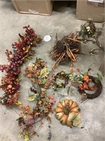 Large box of fall artificial decorations