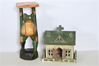 Asian Bali Frog Table Top Stand & Prim Church