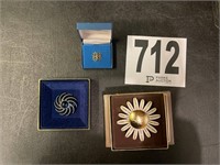 3 Vintage Avon Pins In Boxes(Avon Room)