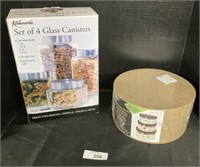 Glass Kitchen Canister Set, Paper Mache Box Set.