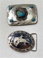 2pc Natural Stone, Inlaid Belt Buckles