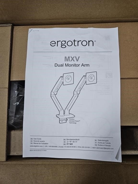 Ergotron Dual Monitor Arm. Not checked for