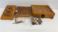 (3) vintage wooden games. Schylling wooden