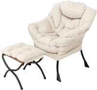 Modern Lounge Chair with Ottoman and Armrests