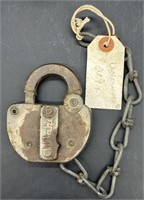 Antique Adlake Unmarked NY Lock W Chain