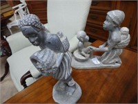 2 Carved Soapstone African Figures