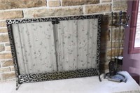 Wrought Iron Hammered Fireplace Set Scree