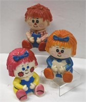 1970's Stahlwood Raggedy Ann Andy Squeaky Toys