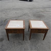 (2) Tile top side tables.