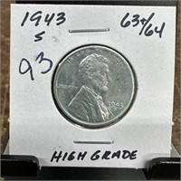 1943-S STEEL WHEAT PENNY CENT HIGH GRADE