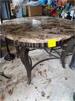 MARBLE TOP DINING ROOM TABLE METAL BASE