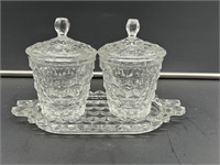 Amerian Fostoria jam set w/ tray