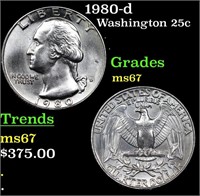 1980-d Washington Quarter 25c Grades GEM++ Unc