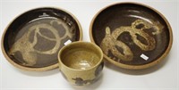 Three Australian Milton Moon pottery ware