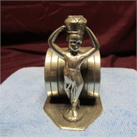 Figural Silver plate Napkin ring. Lady.