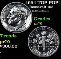 Proof 1964 Roosevelt Dime TOP POP! 10c Graded pr70