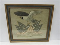 Embroidered Federal Eagle in Frame 22 1/2" x 24
