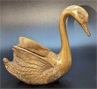 Vintage Brass Swan Planter