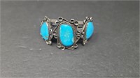 UNMARKED STERLING & TURQUOISE NATIVE AMERICAN CUFF