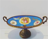 French porcelain sèvres dish painted bronze handle