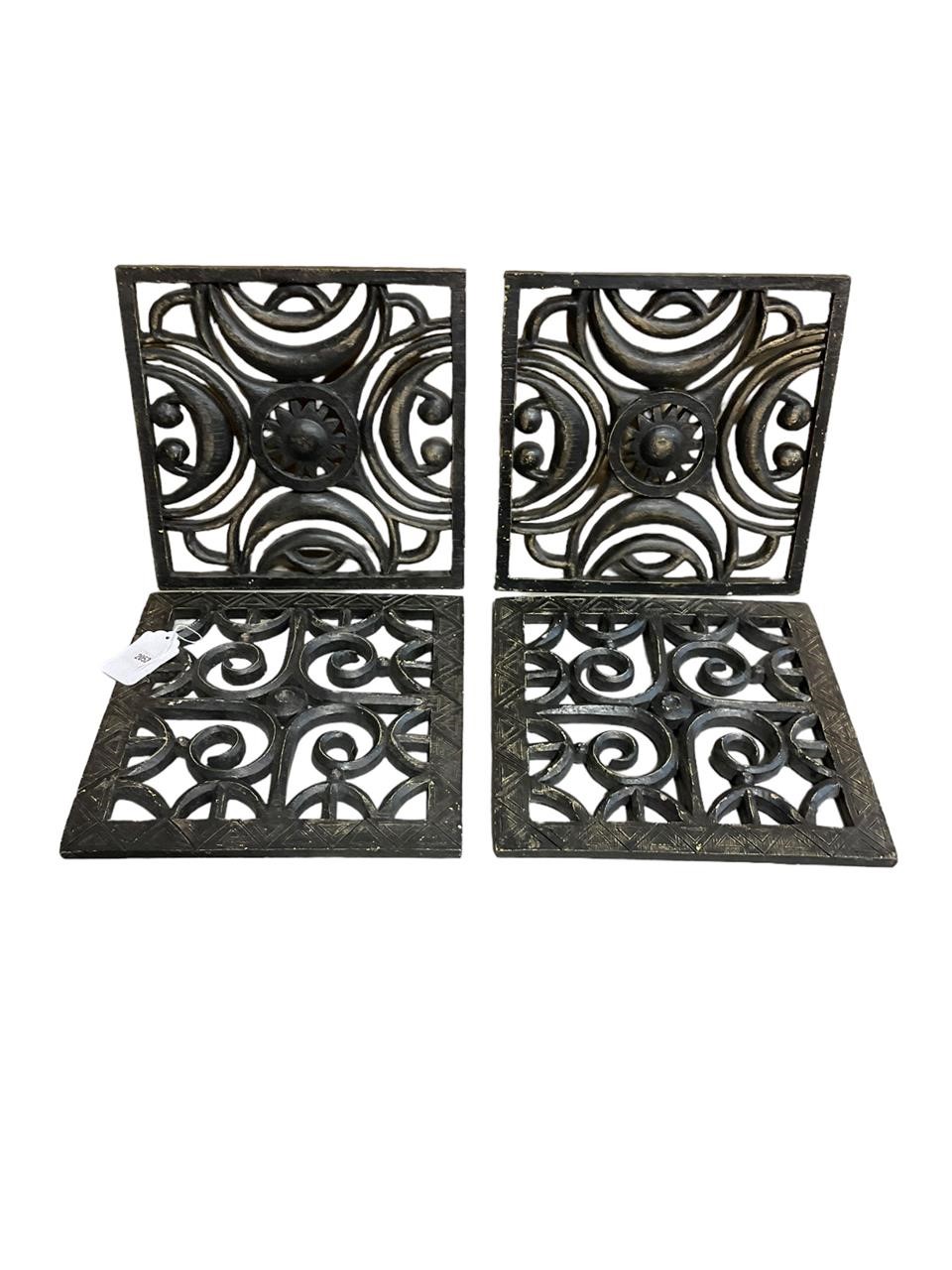 4-Wood Carved Wall Décor Plaques