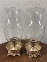 S/2 Silver Plated Candlesticks with Chimneys