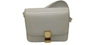 Cream Smooth Leather Gold Buckle Flap Purse