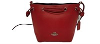 Coach Red Flat Grain Leather Bucket Bag